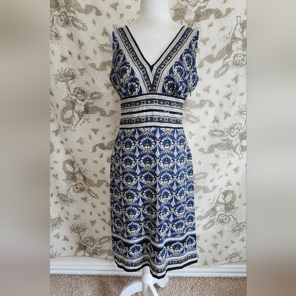 Nicole by Nicole Miller Midi Multi Print Dress Sz 4